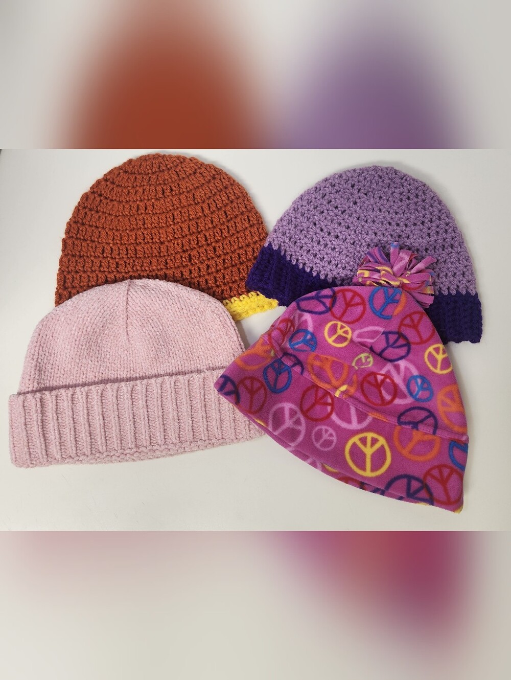 Bundle of 4 Adult Crochet & Fleece Beanies